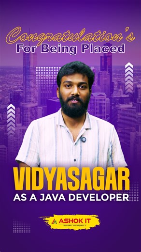🎉 Student Success Story – D. Vidyasagar (Java Developer) Hi, I am D. Vidyasagar, and I’m extremely happy to share that I got placed as a Java Developer! 🚀 This journey means a lot to me. At Ashok IT, the structured training, mentor support, daily coding practice, and mock interviews helped me build confidence and crack the interview successfully. A big thanks to Ashok Sir and the entire team for guiding me throughout this journey. 🙏 To anyone dreaming of a career in IT — If I could do it, YOU