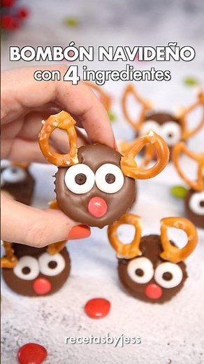 Bombones NAVIDEÑOS con 4 Ingredientes 🦌❤️🎅🏻 #postresfaciles #receta #navidad #postresnavideños