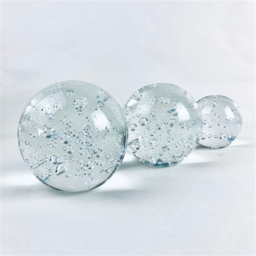 Clear Bubble Art Glass Spheres – Vintage Paperweights – Mid Century Style Orbs – Buy One or Full Set – Home & Office Decor - Etsy