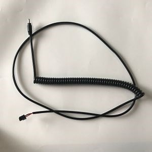 [Hot Item] 2 Core 24AWG PUR DC Power Coiled Spiral Wire Cable with Plastic Shell Terminal Connector TPU Jacket Power Cable