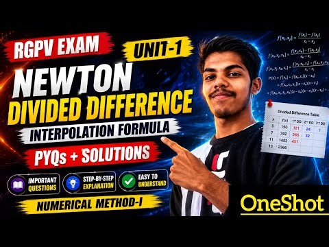 Newton's Divided Difference Formula PYQs | RGPV Maths 3 Unit 1 | Solutions