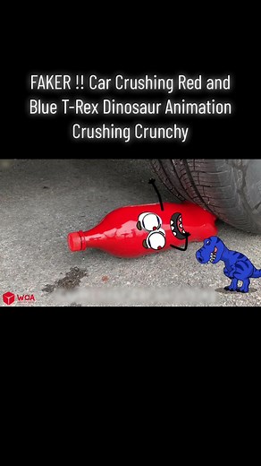 Car Crushing Red and Blue T-Rex Dinosaur Animation