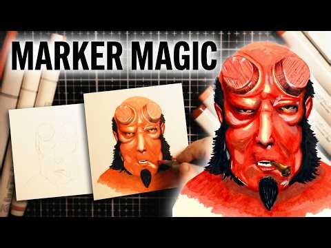 Can I Draw Hellboy with Copics? | Full Process