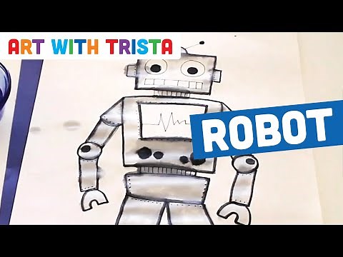 How To Draw a Robot Drawing and Watercolor Art Tutorial - Art With Trista