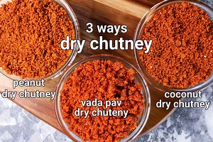 vada pav chutney recipe | dry coconut chutney | dry chutney recipe 3 ways