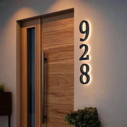 Illuminated House Numbers Sign, Glow-in-dark Address Plaque, LED Solar Powered Number Plate, Modern Lighted Door Number for Night Visibility - Etsy Australia