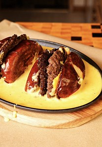Tokyo Sizzling Smash Burger with Pretzel Bun