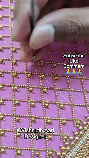 Beautiful Aari Work Bead Net Design Tutorial | Bridal Blouse Hand Embroidery ✨