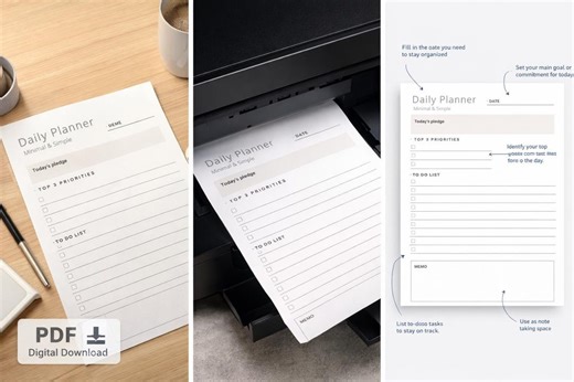 Minimal Daily Planner Printable PDF to Do List Priorities A4 Size Instant Download - Etsy