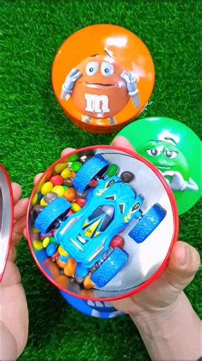 M&M'S Candy Unpacking From Glossy Containers ASMR Beads Surprise