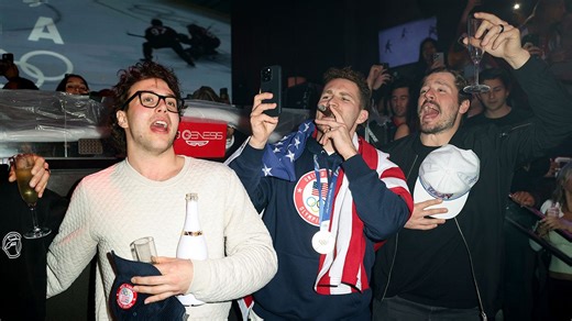 Team USA men's hockey players sing national anthem at famous Miami nightclub