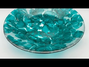 Making lemonade out of lemons: fused glass scrap melts using peacock blue disasters.