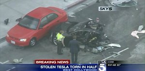 Police Chase Ends With Tesla Model S Split in Two