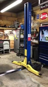 9,000lb Two Post Floor Plate Model - Low Ceiling - symmetric - Lift Heavy Duty - Universalift 9,000lb, 2 Post Auto Lifts, utilize dual hydraulic cylinders or chain over hydraulic systems for lifting and usually incorporate cable equalization to ensure balanced lifting. This UNIVERSALIFT 9KAF Auto Lift is easy to install, notoriously reliable, and easy to work on. Whether it be a Hydraulic Cylinder replacement, Cable Adjustment, Safety Latch Adjustment or Lowering Valve Replacement, we have not y