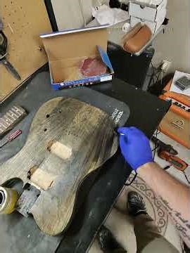 Staining a Tele style guitar build. First coat.