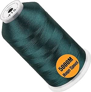 New brothread - Single Huge Spool 5000M Each Polyester Embroidery Machine Thread 40WT for Commercial and Domestic Machines - Peacock Blue