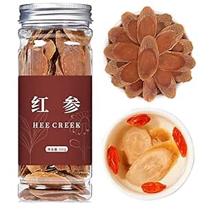 Hee Creek Red Panax Ginseng Slices 5.6oz 6 Year Old Whole Roots Korean Red Ginseng Tea Dried Ginseng Root Large Slice, Non GMO, Gluten Free, Sugar Free 红参 高丽参