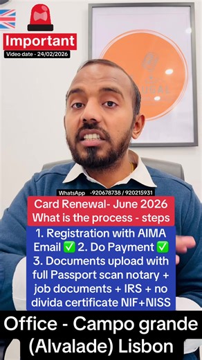 Portugal AIMA Card Renewal Process for June 2026