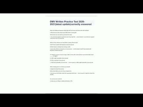 DMV Written Practice Test 20202021latest updatecorrectly answered76