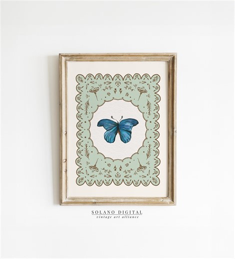 Butterfly Art Print: Vintage Blue Watercolor (printable Digital Download) - Etsy