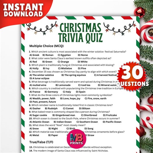 Christmas Trivia Game Printable, Trivia Game for Adults, Holiday Trivia Party Game, Christmas Party Game, Fun Trivia Game Digital Download - Etsy Australia