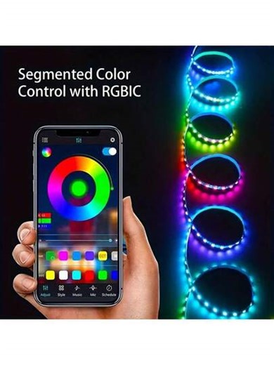 LQHZMYY 60 pièces/M Lumières de pixel LED RGB (WS2812), Bande LED intelligente USB, Contrôle par application, Bande LED à changement de couleur synchronisée sur la musique, Applicable pour l'éclairage de la salle de jeux, Rétroéclairage LED USB 5V pour TV, Adhésif double face, Convient pour ordinateur, chambre à coucher, affichage de jeux, décoration de la maison, salon, mariage, camping, fête, anniversaire et Noël | SHEIN