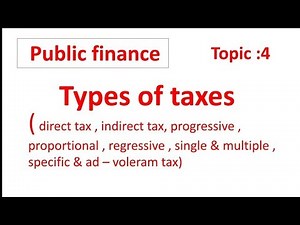 Types of taxes : direct & indirect , progressive, proportional ,regressive etc