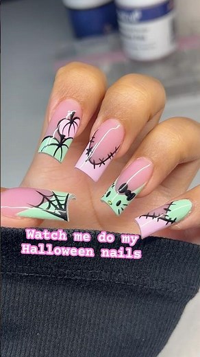 Watch me do my Halloween nails 💕 | Halloween Nail Design #nailart #acrylicnails #halloweennails