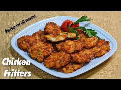 How to Make Chicken Fritters | Cheesy Chicken Fritters Recipe |