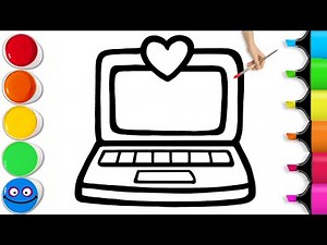 💻 How To Draw a Colorful Heart Laptop | Easy Step By Step Tutorial
