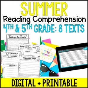 Summer Reading Comprehension Passages - Digital Summer Reading Activities