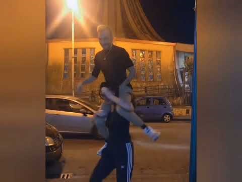 On a tall girls shoulders 😲| #liftandcarry #heightdifference #tallgirl #landc #liftandcarrychallenge