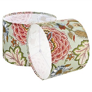 KFFKFF Set of 2 Drum Lamp Shades, 13 in Top x 13 in Bottom x 10 in Height, Medium Linen Lampshades for Table, Floor, and Pendant Lamps, Simple Assembly Needed (Dark Floral Design)