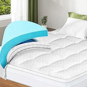 Amazon.com: Dual Layer 3 Inch Memory Foam Mattress Topper Twin Size, 2 Inch Cooling Gel Memory Foam Plus 1 Inch Pillow Top Mattress Pad Cover, with 8-21 Inch Deep Pocket : Home & Kitchen