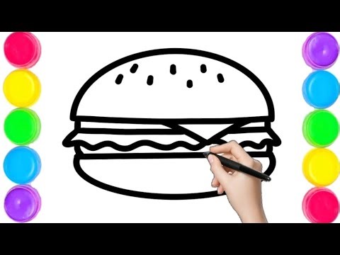 How To Draw A Hamburger Easy Step By Step | Drawing Tutorials For Kids 🍔🍔