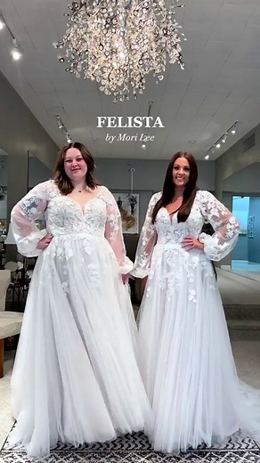 Did you know that we have a selection of dresses that we offer in two different sizes for our brides to try on? 👗✨ We want to make sure that our brides can find and try on gowns that they love with ease! 💗 | Bridal and Formal