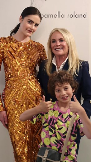 Max first saw the incredible designs of @pamella roland last year at @NYFW: The Shows 👗 He completely fell in love with her dazzling evening wear, which often features intricate beading, embroidery, and exquisite detailing. Now Max is back in the Big Apple, meeting his fashion idol for the first time! 🍎🤩 Pamella graciously shared her time, knowledge and expertise, giving Max a glimpse not only behind the scenes, but into the business side of the industry as well. Touring her atelier and seein
