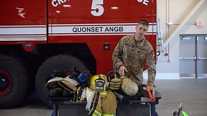 25 reactions | What gear do firefighters in the RI Air National Guard use? Staff Sergeant Michael Dandurand from the 143d Airlift Wing discusses the equipment he uses as a fireman. (U.S. Army National Guard video by Pfc. David Connors) | Rhode Island National Guard | Facebook