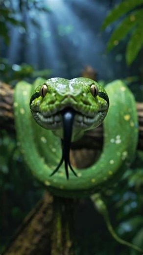 This is the Green Tree Python 🐍💚Looks calm… but don’t get too close. 👀🌿 #shortvideo #wildlife #snake