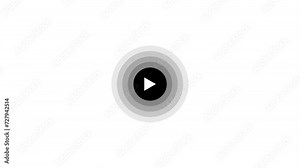 Animated play button, play saymbol icon with wave design animation on background