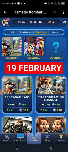Hamster Kombat Game Dev Daily Combo | 19 February Hamster Kombat Daily Combo | Hamster Daily Combo