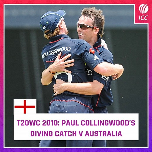540K views · 5K reactions | Paul Collingwood loved taking screamers  On his birthday, a throwback to the former England captain's stunning catch against Australia in the ICC T20 World Cup 2010 ⬇️ | ICC - International Cricket Council | Facebook