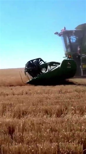 Side View: Header Draper Cutting Barley 🌾🚜 #HeaderDraper #CombineHarvester #GrainHarvest #FarmLife