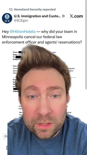 1/5 Hilton hotels is not allowing ice in Minneapolis and DHS is crashing out on twitter. #dhs #ice #hilton #hotels #news