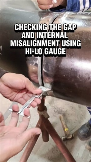 Checking the gap and internal misalignment using Hi-Lo gauge. #fabrication #steel #pipe #fabricator #pipefitter | Christopher Rejano