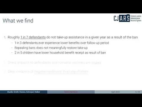 Michael Mueller-Smith: The Effects of Criminal History-Based Safety Net Bans in the U.S.