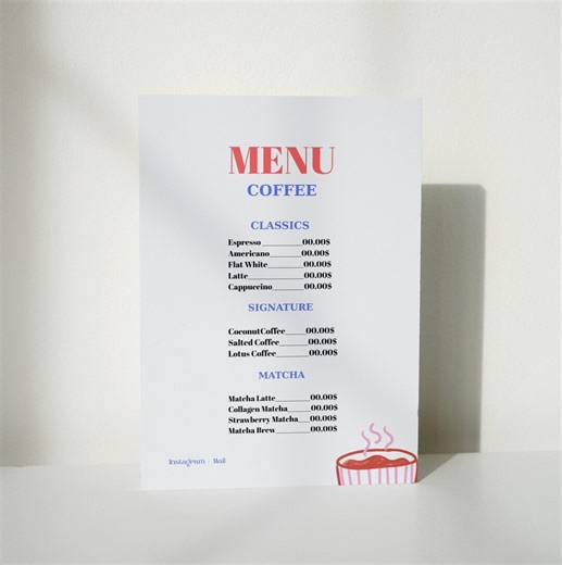 Minimal Coffee Shop Menu Template, Editable Cafe Menu (canva PDF Digital Download) - Etsy
