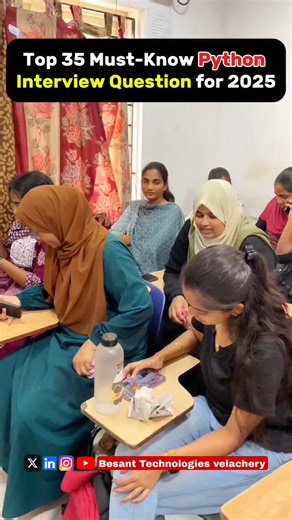 Besant Technologies Velachery | 🧠✨ Python Interview Questions – Must-Know for Freshers & Experienced! 🚀 Want to crack your next Python interview with confidence? In this... | Instagram