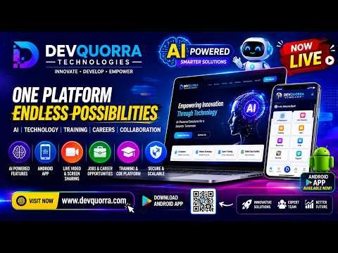 🚀 DevQuorra Technologies | AI-Powered Platform, Android App, Live Sessions & Jobs Portal