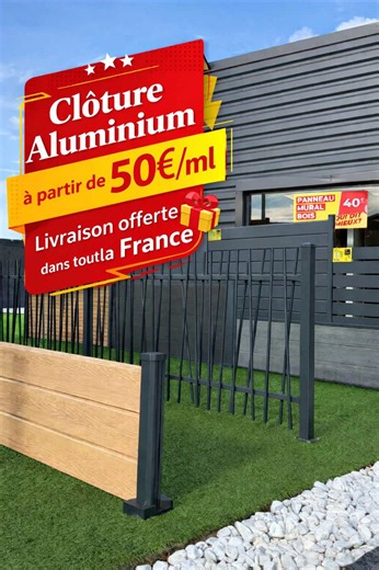 CLÔTURE ALUMINIUM 🎁 LIVRAISON OFFERTE DANS TOUTE LA FRANCE 🇫🇷 ⭐ N°1 de la clôture aluminium en Rhône-Alpes Profitez de prix imbattables sur nos clôtures aluminium prêtes à poser. Stock limité ! 🔹 3 Modèles au choix ✅ Lames Persienne ✅ Lames Pleines ✅ Lames Ajourées 🔧 Kits complets prêts à poser (Longueur 180 cm) Chaque kit comprend : ✔️ 1 poteau aluminium complet avec accessoires ✔️ Lames aluminium ✔️ Profil de finition 🎁 Accessoires inclus ✅ Platine vissée visserie ✅ 4 goujons de fixation